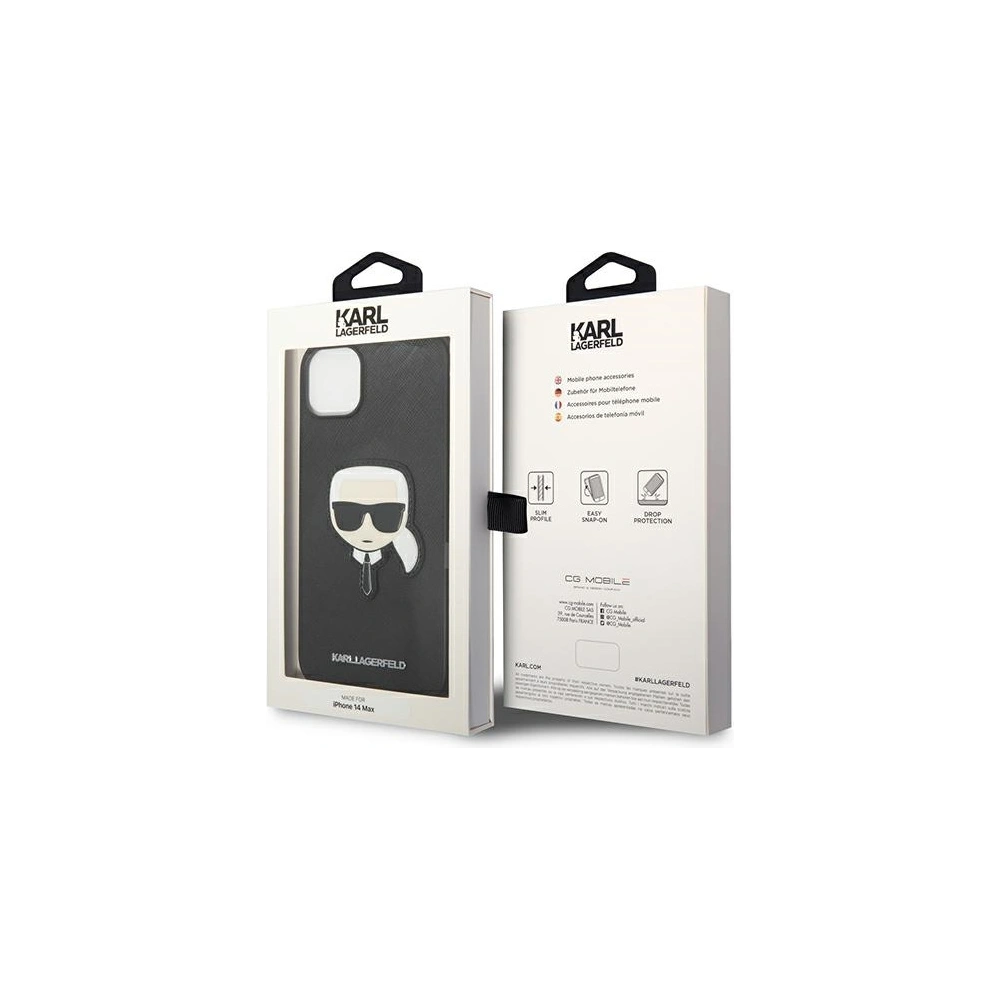 Etui Karl Lagerfeld KLHCP14MSAPKHK Apple iPhone 14 Plus / 15 Plus czarny/black hardcase Saffiano Karl`s Head Patch