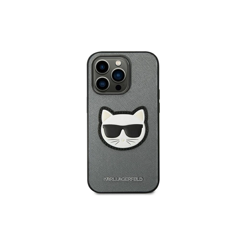 Etui Karl Lagerfeld KLHCP14XSAPCHG Apple iPhone 14 Pro Max hardcase srebrny/silver Saffiano Choupette Head Patch