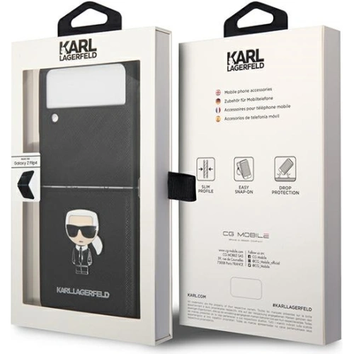 Kup Case Karl Lagerfeld KLHCZF4IKMSBK Samsung Galaxy Z Flip 4 schwarz/buch Saffiano Ikonik Metall - KLD1019 - {ean13} - Sklep Home Screen