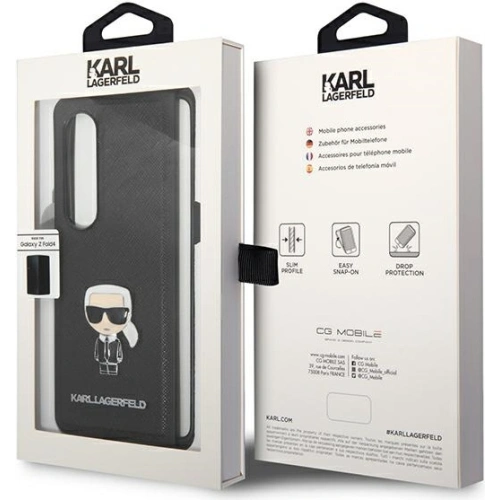 Buy Karl Lagerfeld KLHCZFD4IKMSBK Samsung Galaxy Z Fold 4 black book Saffiano Ikonik Metal - KLD1020 - {ean13} - Home Screen Store Europe