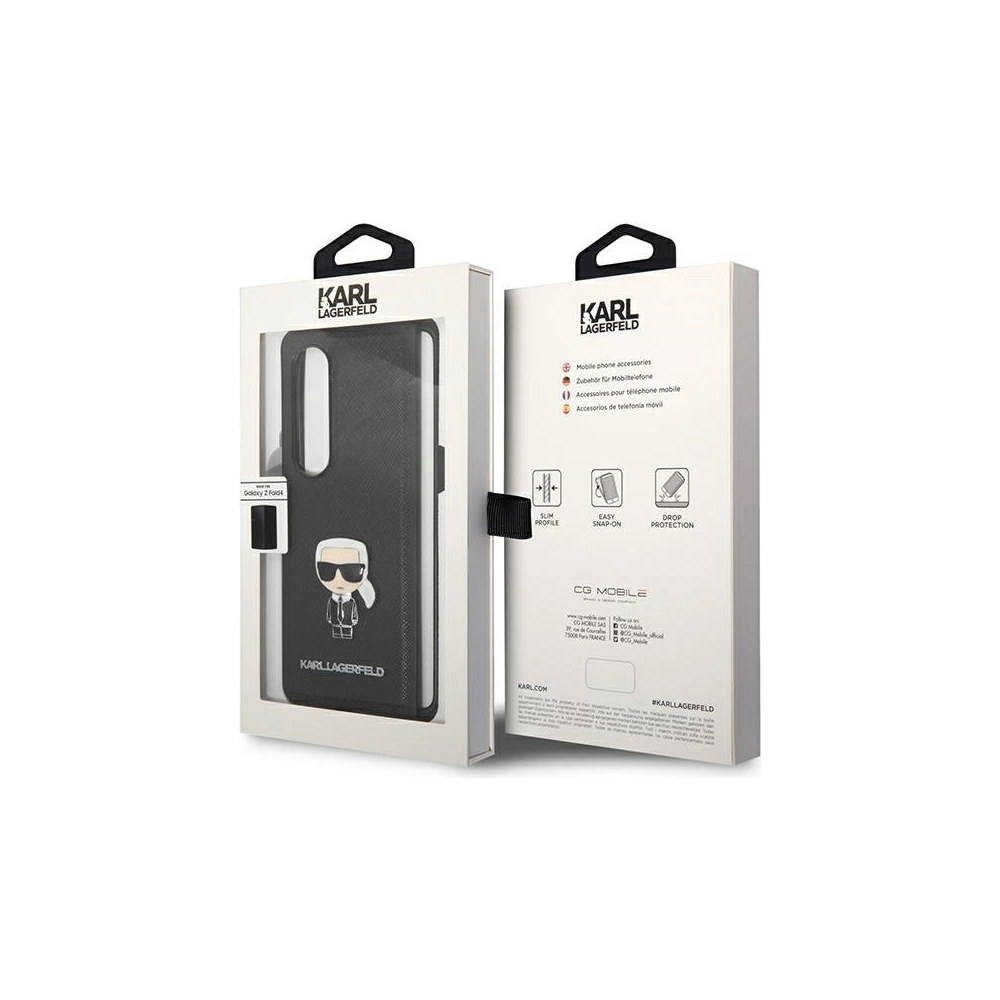 Etui Karl Lagerfeld KLHCZFD4IKMSBK Samsung Galaxy Z Fold 4 czarny/black book Saffiano Ikonik Metal