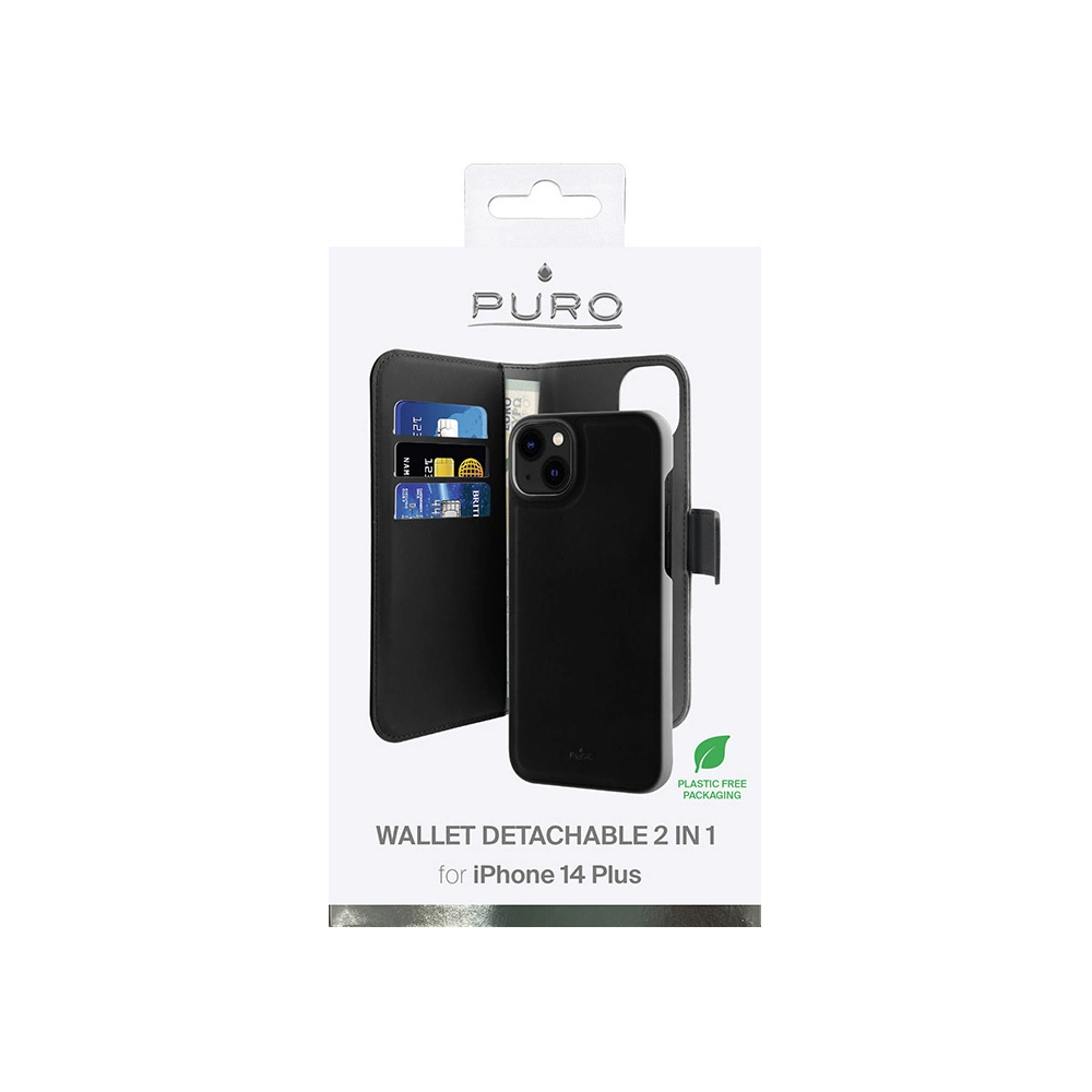 Etui PURO Wallet Detachable 2w1 Apple iPhone 14 Plus / 15 Plus (czarny)