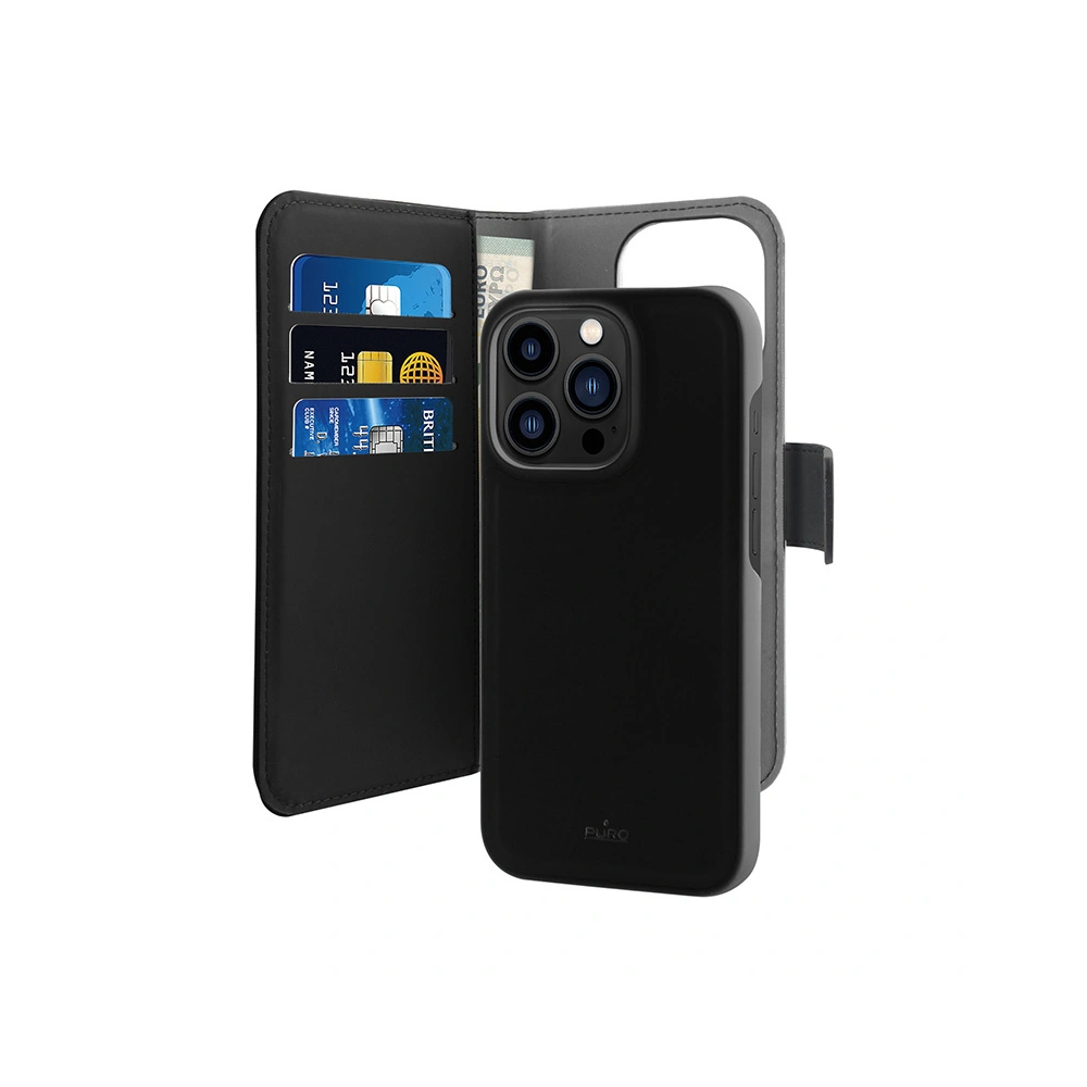 Etui PURO Wallet Detachable 2w1 Apple iPhone 14 Pro Max (czarny)