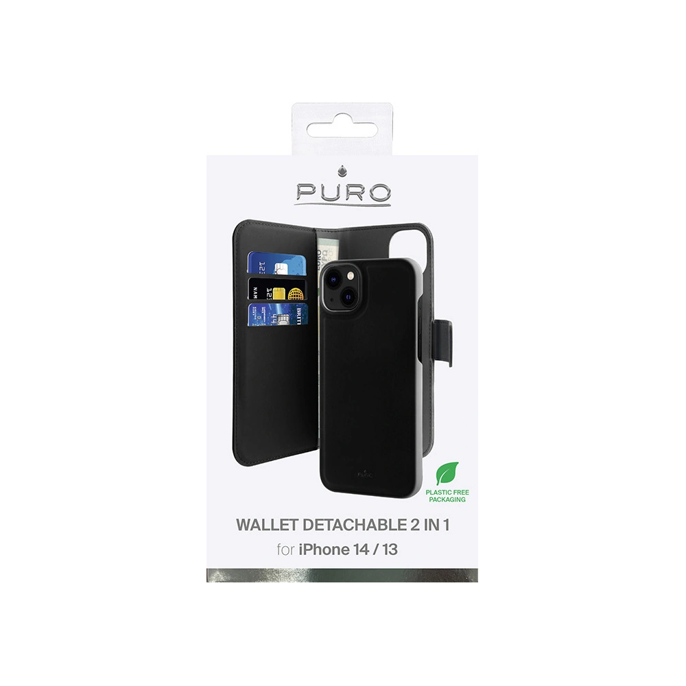 Etui PURO Wallet Detachable 2w1 Apple iPhone 14/13 (czarny)