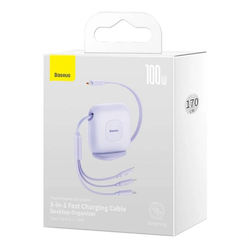 Kup Cablul USB Baseus Fabric 3in1 USB-C/Lightning/microUSB 3,5A 1,7m (mov) - BSU3518 - {ean13} - Sklep Home Screen