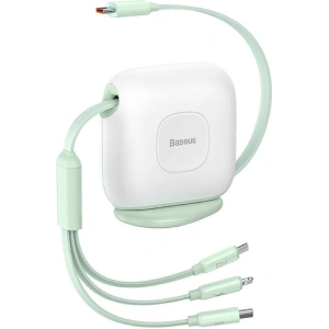 Kabel USB Baseus Fabric 3w1 USB-C / Lightning / Micro 3,5A 1,7m (bílá-zelená)