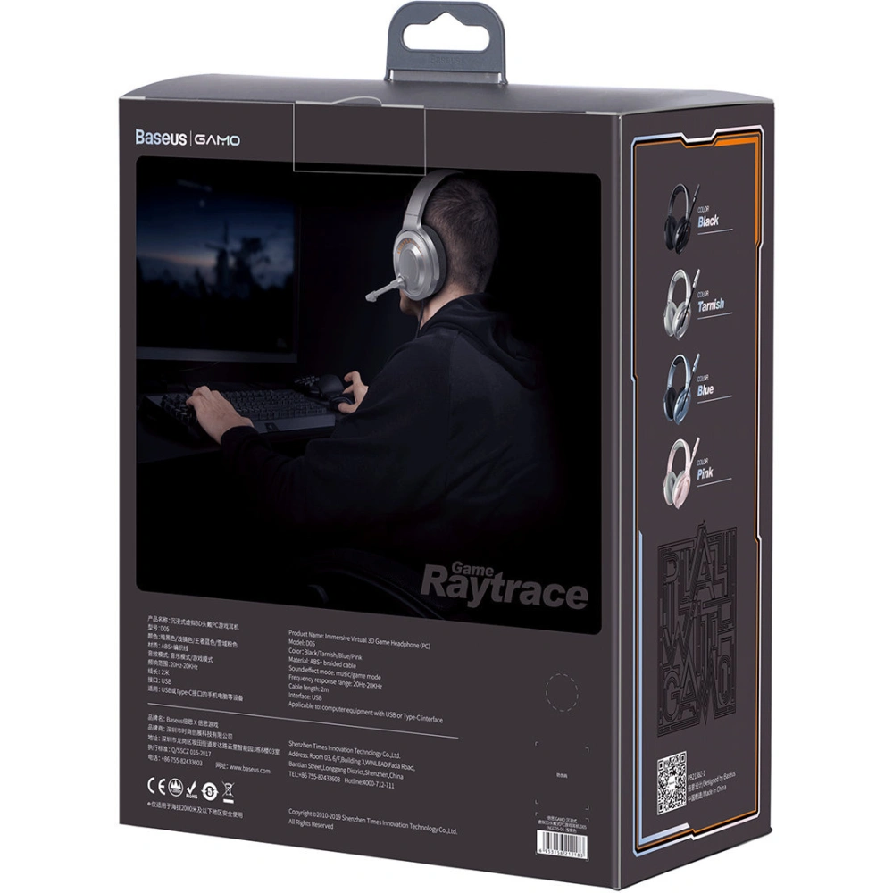 Baseus GAMO słuchawki USB z mikrofonem i pilotem dla graczy szary