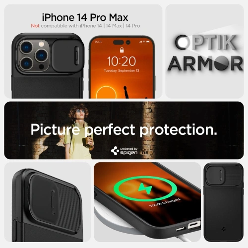 Kup Case Spigen Optik Armor Mag MagSafe Apple iPhone 14 Pro Max Schwarz - SPN2482 - {ean13} - Sklep Home Screen