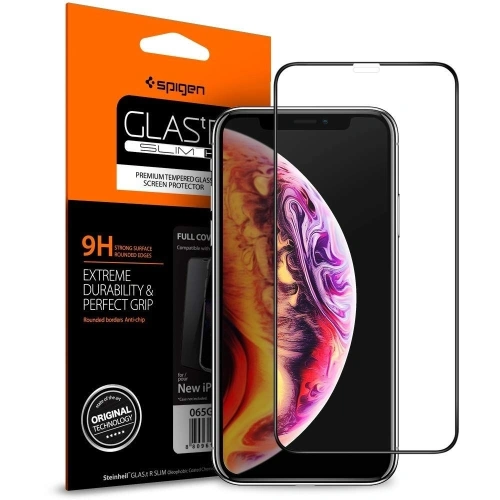 Kup Gehärtetes Glas Spigen GLAS.tR TC 3D Full Cover Case Friendly iPhone 11 Pro Max/XS Max - SPN424BLK - {ean13} - Sklep Home Screen