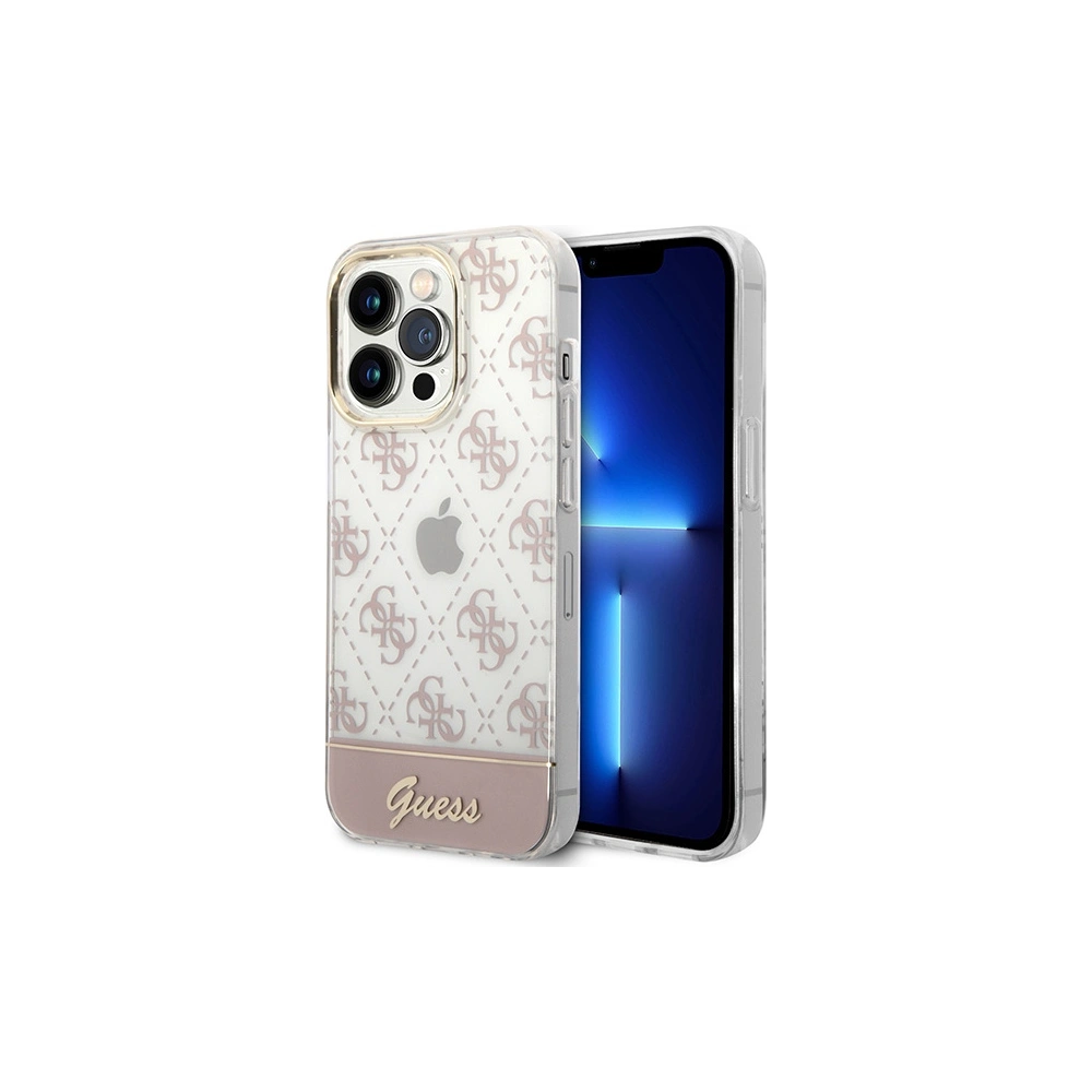 Etui Guess GUHCP14LHG4MHP Apple iPhone 14 Pro różowy/pink hardcase 4G Pattern Script