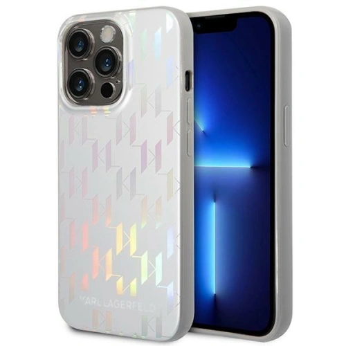 Kup Etui Karl Lagerfeld KLHCP14LLGMMSV3 pentru Apple iPhone 14 Pro hardcase argintiu/silver Monogram Iridescent - KLD1028 - {ean13} - Sklep Home Screen