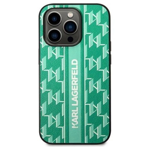 Kup Etui Karl Lagerfeld KLHCP14LPGKLSKN Apple iPhone 14 Pro Hardcase grün/green Monogram Stripe - KLD1029 - {ean13} - Sklep Home Screen