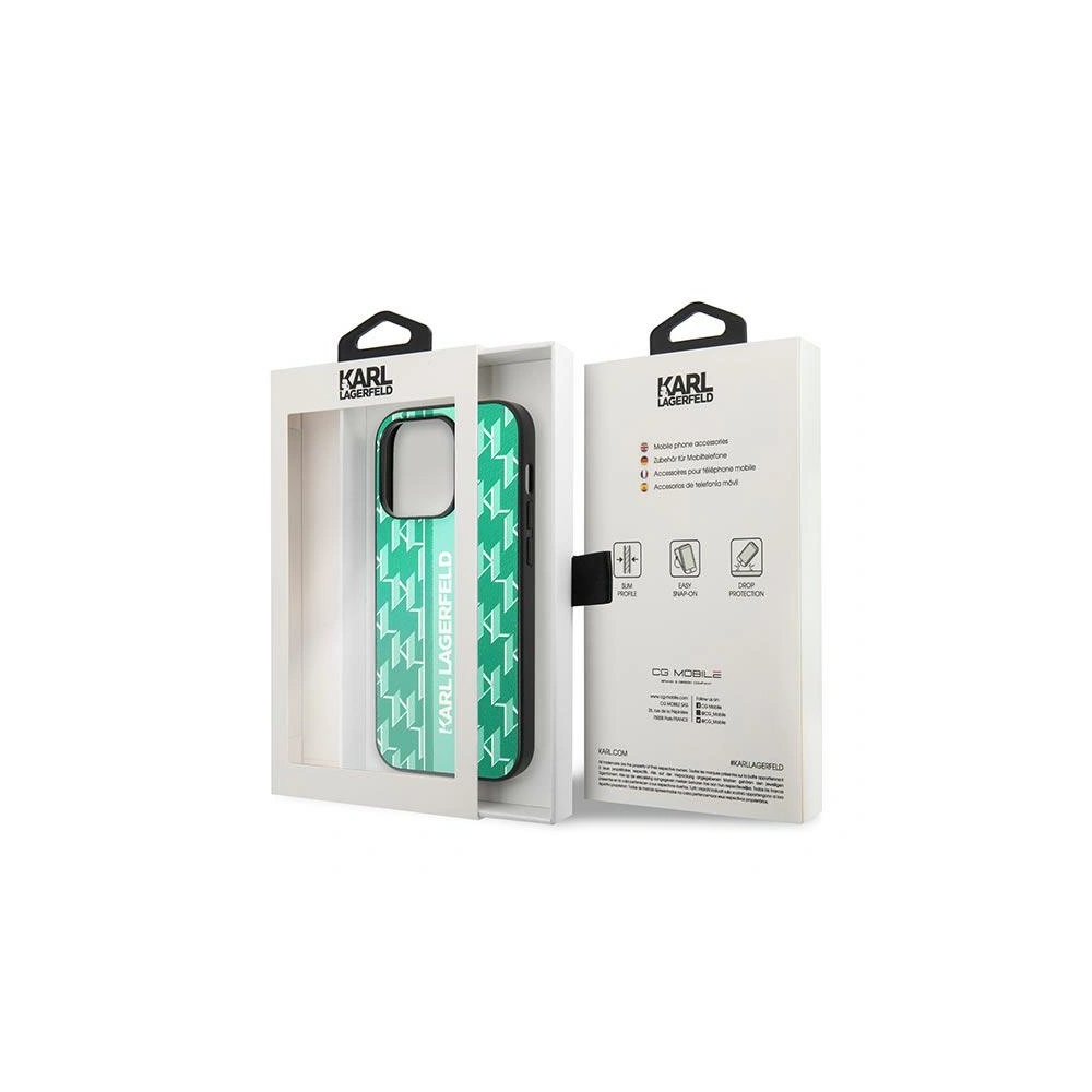 Etui Karl Lagerfeld KLHCP14LPGKLSKN Apple iPhone 14 Pro hardcase zielony/green Monogram Stripe