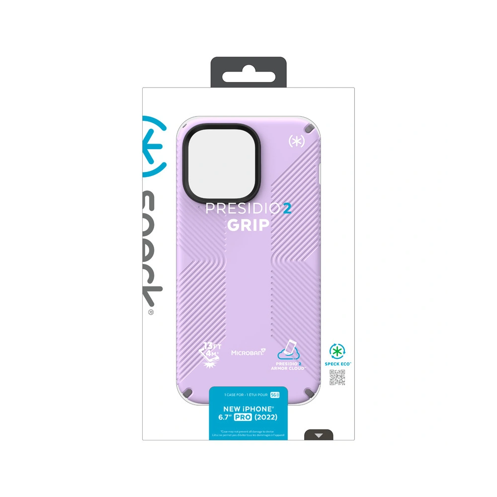 Etui Speck Presidio2 Grip MICROBAN Apple iPhone 14 Pro Max (Spring Purple / Cloudygrey / White)
