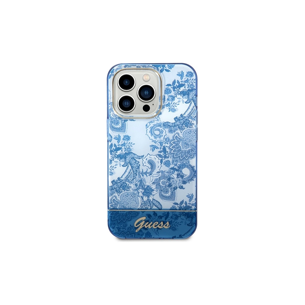 Etui Guess GUHCP14LHGPLHB Apple iPhone 14 Pro niebieski/blue hardcase Porcelain Collection