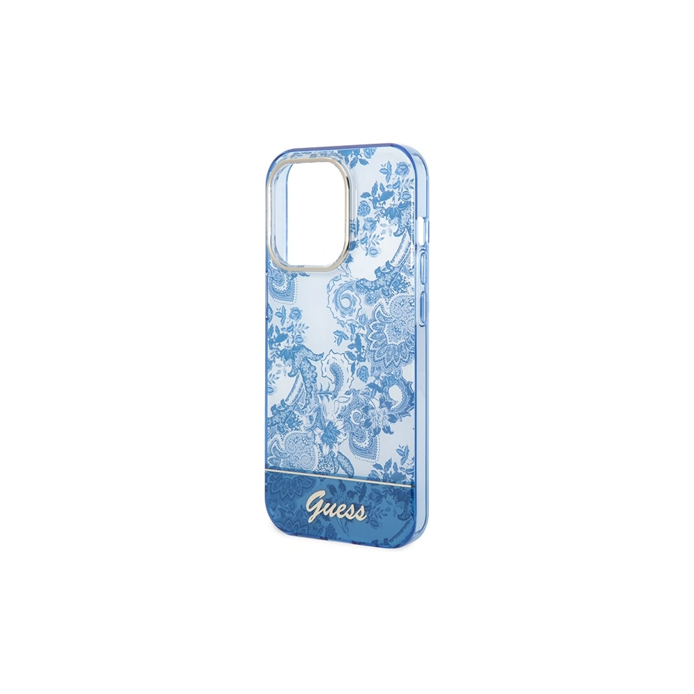 Etui Guess GUHCP14LHGPLHB Apple iPhone 14 Pro niebieski/blue hardcase Porcelain Collection