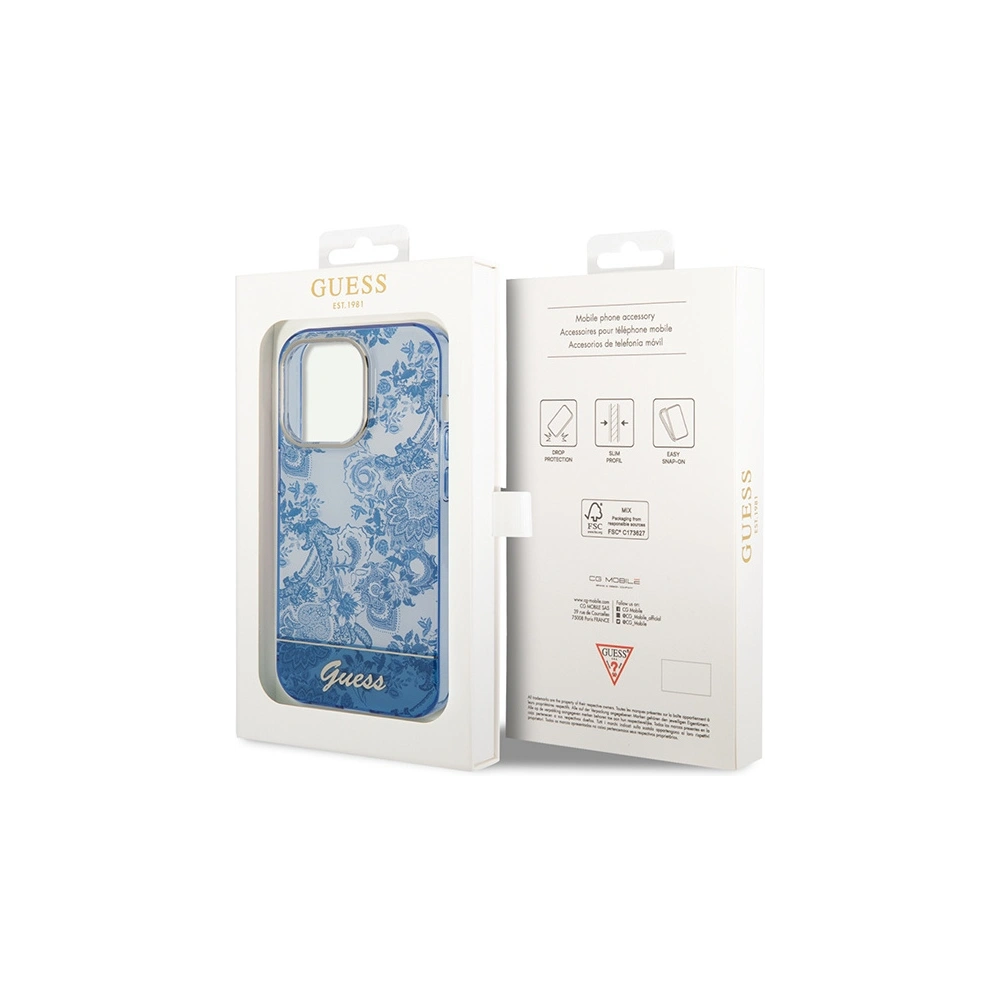 Etui Guess GUHCP14LHGPLHB Apple iPhone 14 Pro niebieski/blue hardcase Porcelain Collection