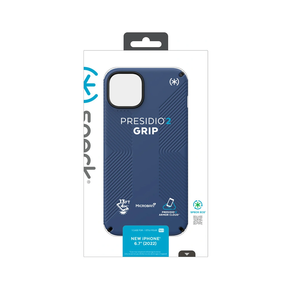 Etui Speck Presidio2 Grip MICROBAN Apple iPhone 14 Plus / 15 Plus (Coastal Blue / Black / White)