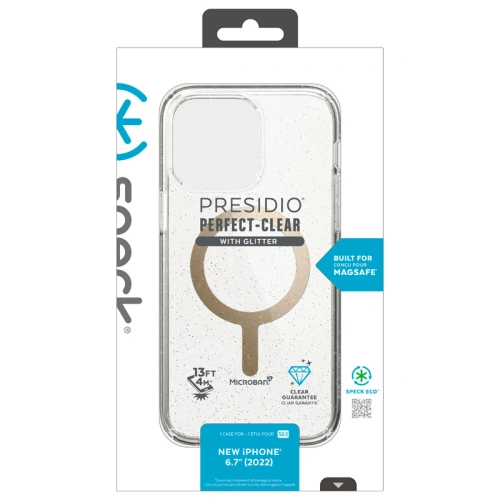 Kup Etui Speck Presidio Perfect-Clear Glitter MagSafe MICROBAN Apple iPhone 14 Plus / 15 Plus (Čiré / Zlaté třpytky) - SPK391 - {ean13} - Sklep Home Screen