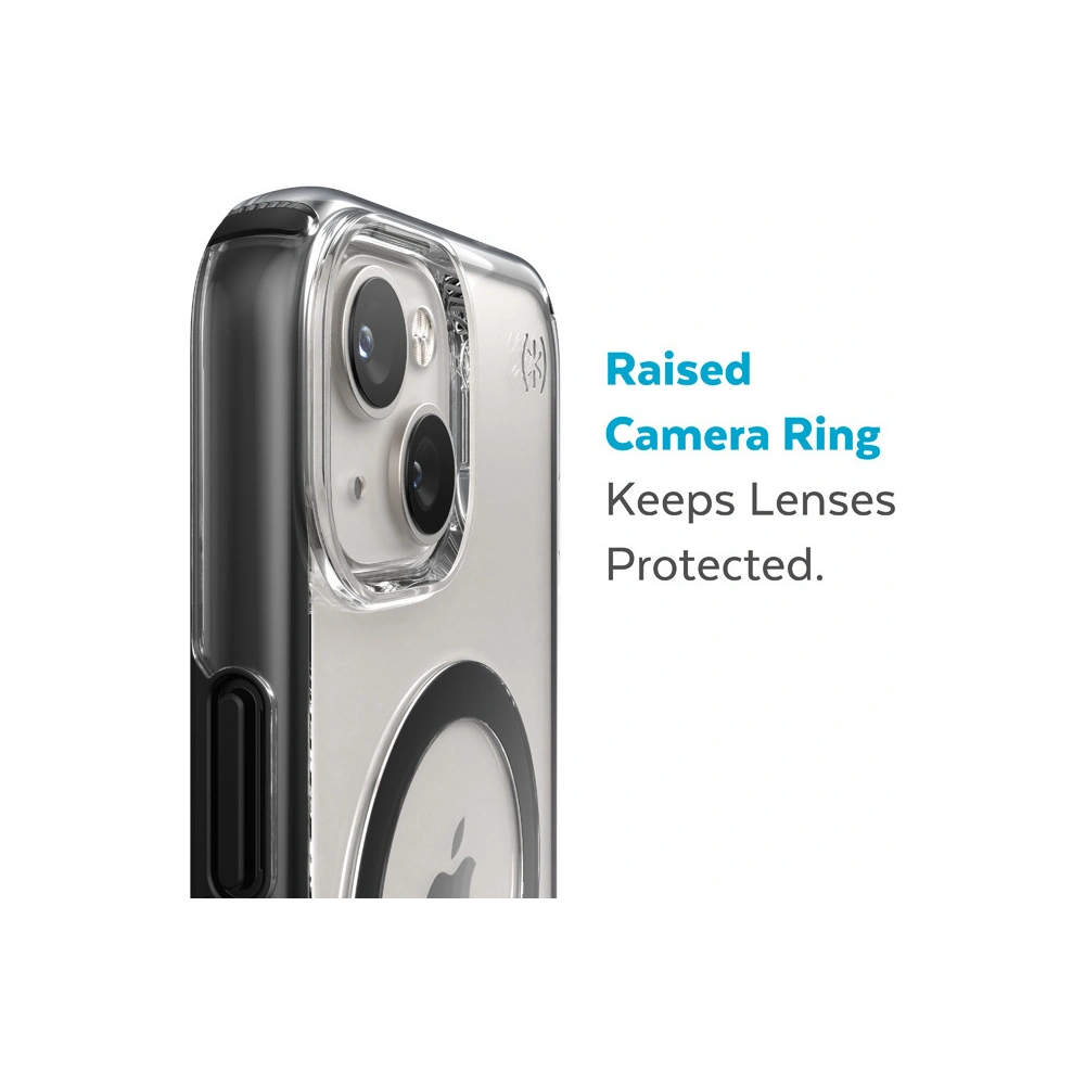 Etui Speck Presidio Perfect-Clear Impact Geometry MagSafe MICROBAN Apple iPhone 14 Plus / 15 Plus (Clear / Black)