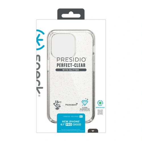 Kup Etui Speck Presidio Perfect-Clear Glitter MICROBAN Apple iPhone 14 Pro (Čiré / Zlaté třpytky) - SPK414 - {ean13} - Sklep Home Screen