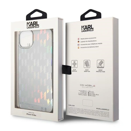 Kup Etui Karl Lagerfeld KLHCP14MLGMMSV3 Apple iPhone 14 Plus / 15 Plus hardcase srebrny/silver Monogram Iridescent - KLD1039 - {ean13} - Sklep Home Screen