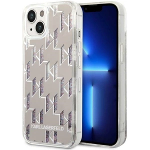 Case Karl Lagerfeld KLHCP14MLMNMS Apple iPhone 14 Plus / 15 Plus Hardcase silber/silver Liquid Glitter Monogram