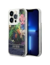 Etui Guess GUHCP14LLFLSB Apple iPhone 14 Pro modrý/blue hardcase Flower Liquid Glitter