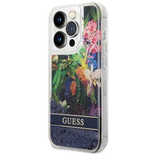 Kup Etui Guess GUHCP14LLFLSB Apple iPhone 14 Pro modrý/blue hardcase Flower Liquid Glitter - GUE1974 - {ean13} - Sklep Home Screen
