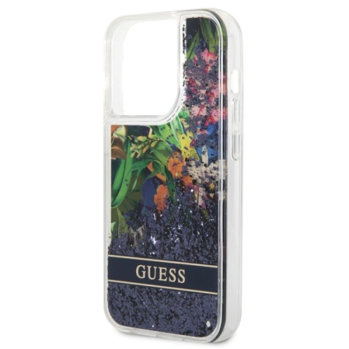 Kup Etui Guess GUHCP14LLFLSB Apple iPhone 14 Pro modrý/blue hardcase Flower Liquid Glitter - GUE1974 - {ean13} - Sklep Home Screen