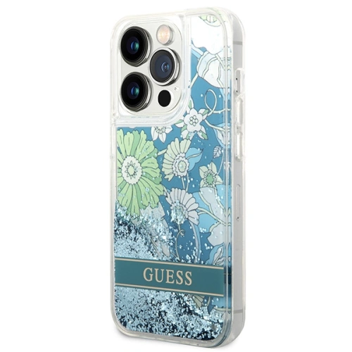 Kup Etui Guess GUHCP14LLFLSN Apple iPhone 14 Pro zielony/green hardcase Flower Liquid Glitter - GUE1976 - {ean13} - Sklep Home Screen