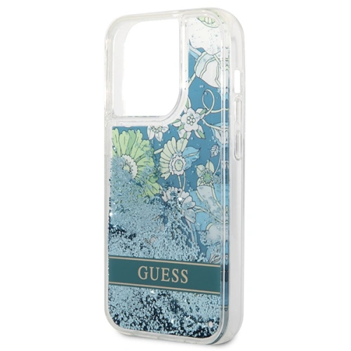 Kup Etui Guess GUHCP14LLFLSN Apple iPhone 14 Pro zielony/green hardcase Flower Liquid Glitter - GUE1976 - {ean13} - Sklep Home Screen
