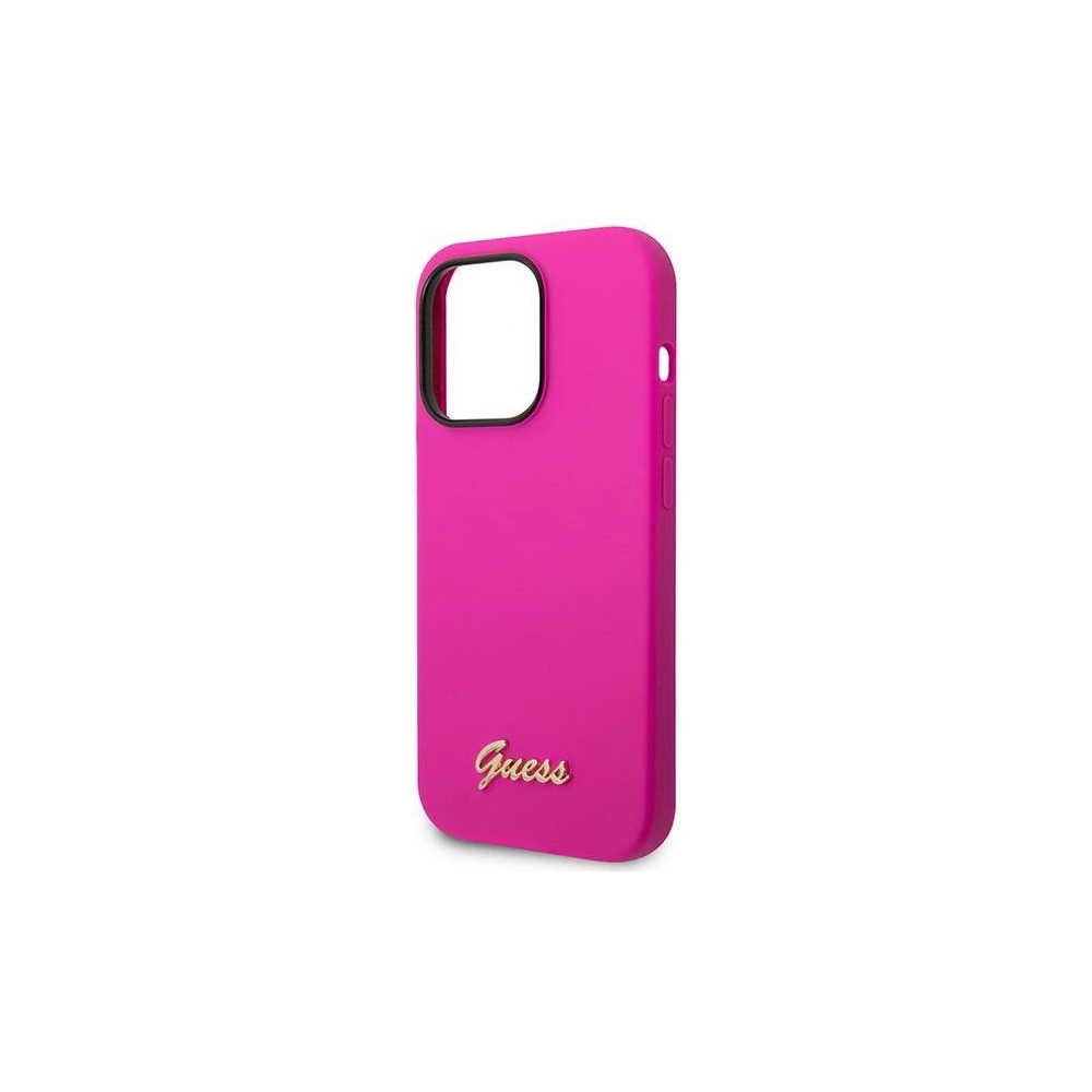 Etui Guess GUHCP14LSLSMF Apple iPhone 14 Pro fuksja/fuschia hard case Silicone Vintage Gold Logo