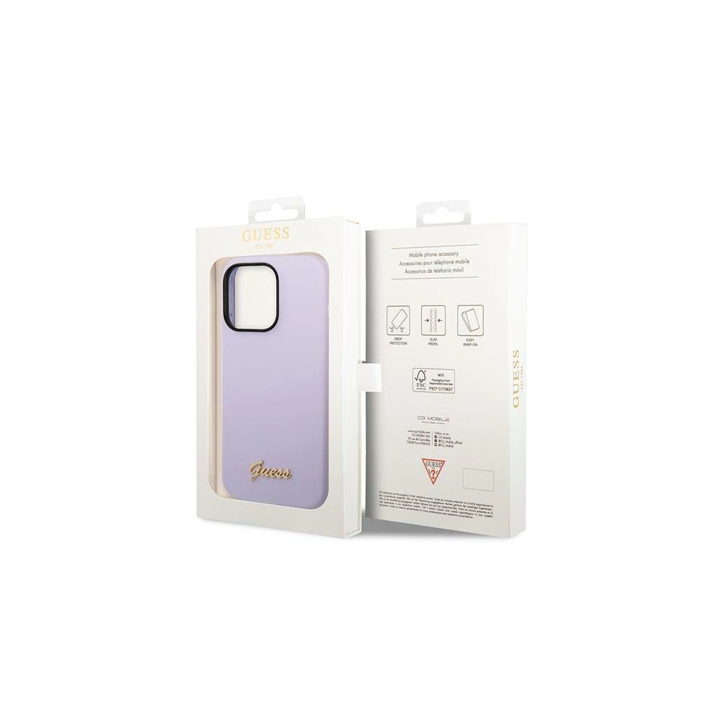 Etui Guess GUHCP14LSLSMU Apple iPhone 14 Pro fioletowy/purple hard case Silicone Vintage Gold Logo