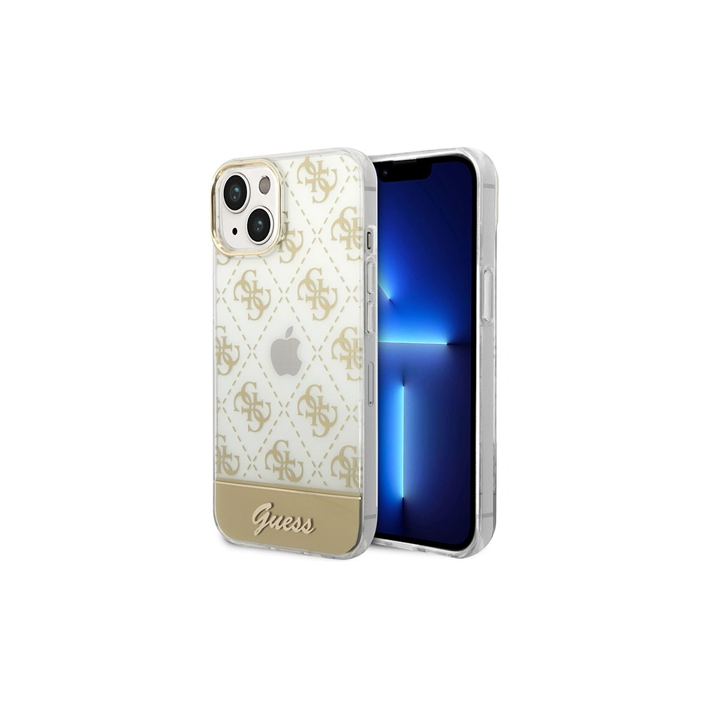Etui Guess GUHCP14MHG4MHG Apple iPhone 14 Plus / 15 Plus złoty/gold hardcase 4G Pattern Script