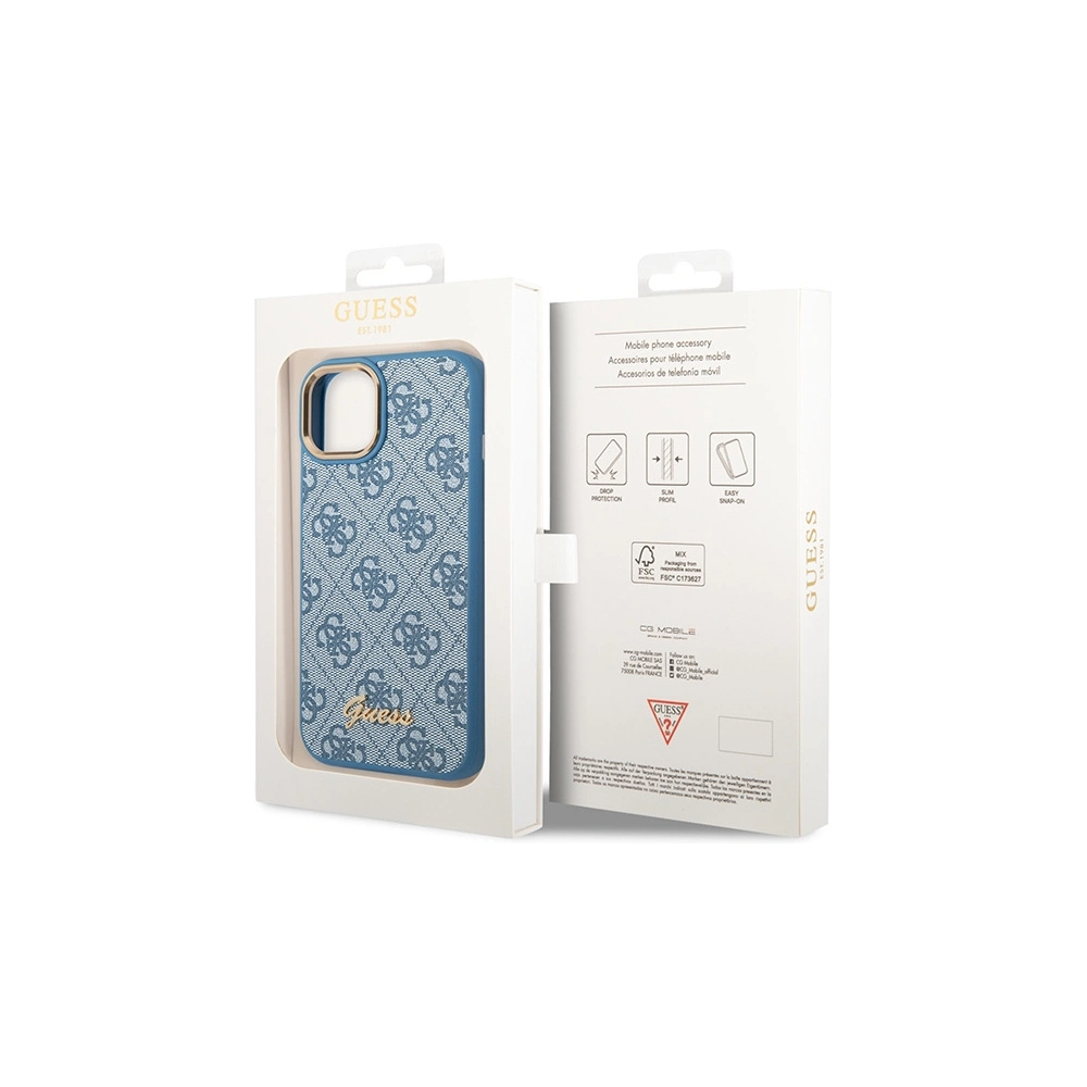 Etui Guess GUHCP14MHG4SHB Apple iPhone 14 Plus / 15 Plus niebieski/blue hard case 4G Vintage Gold Logo