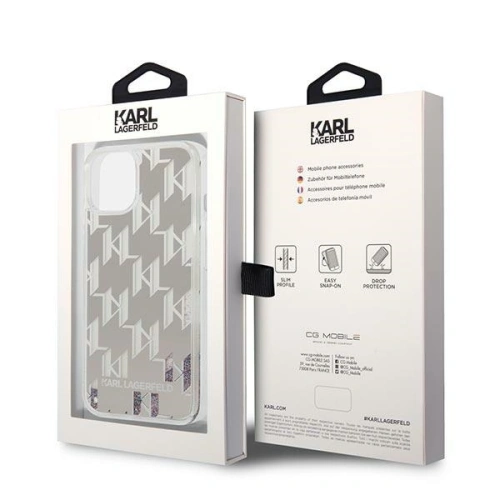 Kup Etui Karl Lagerfeld KLHCP14SLMNMS Apple iPhone 14 hardcase srebrny/silver Liquid Glitter Monogram - KLD1054 - {ean13} - Sklep Home Screen