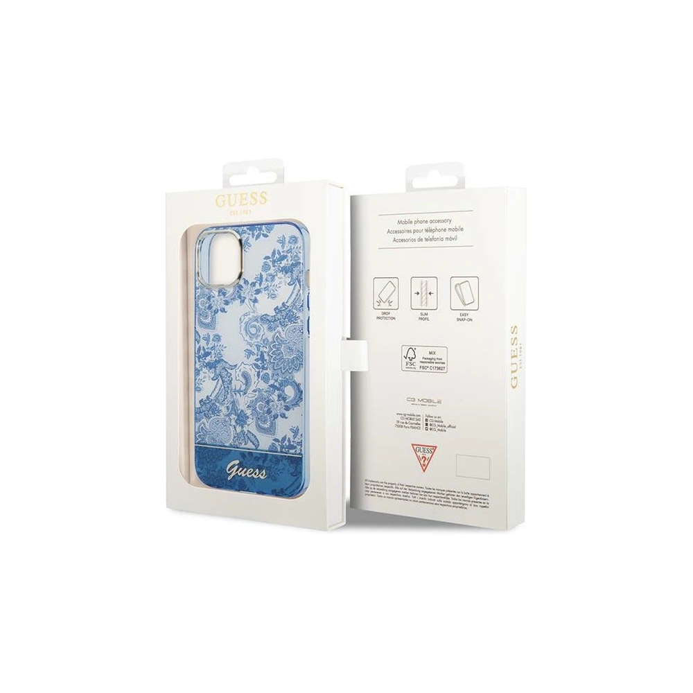 Etui Guess GUHCP14MHGPLHB Apple iPhone 14 Plus / 15 Plus niebieski/blue hardcase Porcelain Collection