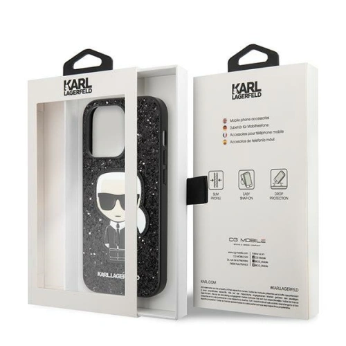 Kup Etui Karl Lagerfeld KLHCP14XGFKPK Apple iPhone 14 Pro Max hardcase negru/black Glitter Flakes Ikonik - KLD1064 - {ean13} - Sklep Home Screen