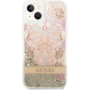 Etui Guess GUHCP14MLFLSD Apple iPhone 14 Plus / 15 Plus złoty/gold hardcase Paisley Liquid Glitter