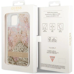 Etui Guess GUHCP14MLFLSD Apple iPhone 14 Plus / 15 Plus złoty/gold hardcase Paisley Liquid Glitter