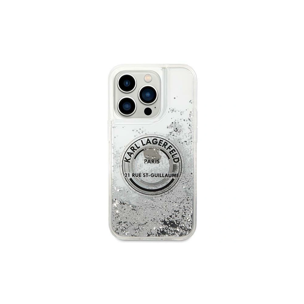 Etui Karl Lagerfeld KLHCP14XLCRSGRS Apple iPhone 14 Pro Max srebrny/silver hardcase Liquid Glitter RSG