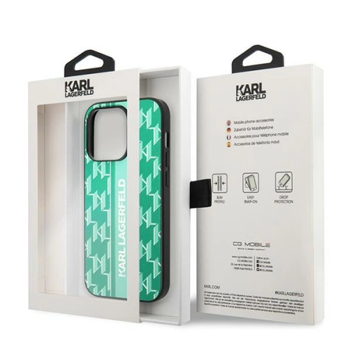 Kup Etui Karl Lagerfeld KLHCP14XPGKLSKN Apple iPhone 14 Pro Max hardcase verde Monogram Stripe - KLD1068 - {ean13} - Sklep Home Screen