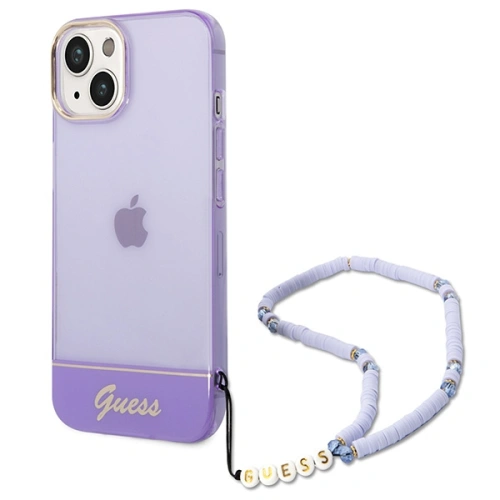 Buy Guess GUHCP14SHGCOHU Apple iPhone 14 purple hardcase Translucent Pearl Strap - GUE2012 - {ean13} - Home Screen Store Europe