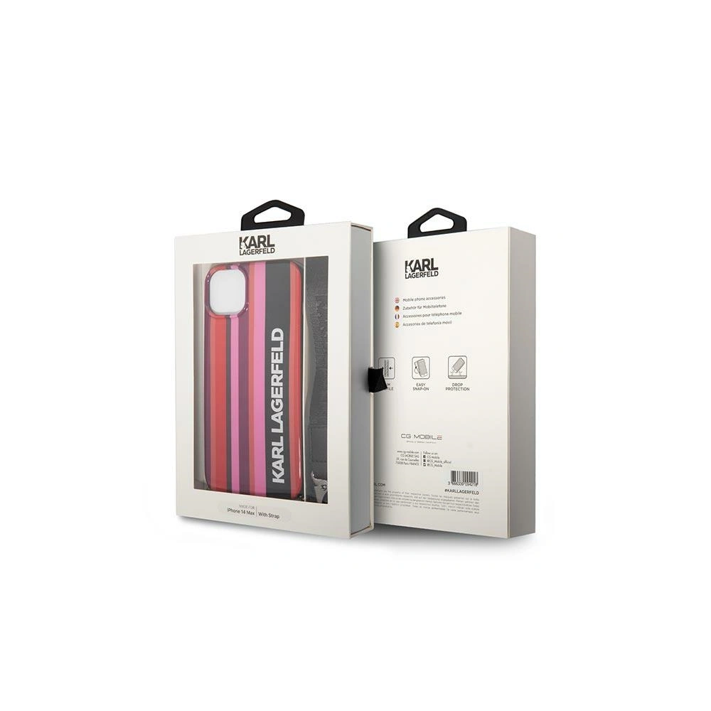 Etui Karl Lagerfeld KLHCP14SSTSTP Apple iPhone 14 hardcase różowy/pink Color Stripes Strap