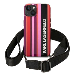 Etui Karl Lagerfeld KLHCP14MSTSTP Apple iPhone 14 Plus / 15 Plus hardcase różowy/pink Color Stripes Strap