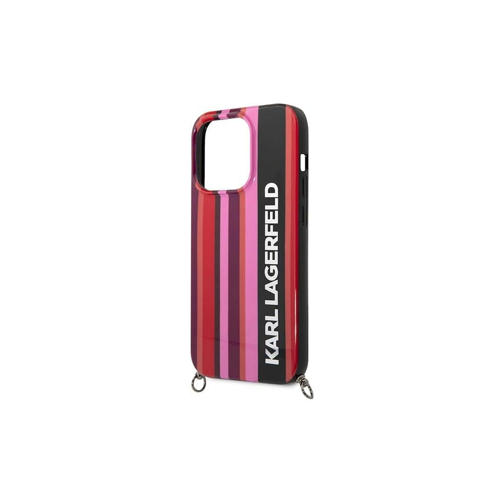 Etui Karl Lagerfeld KLHCP14LSTSTP Apple iPhone 14 Pro hardcase różowy/pink Color Stripes Strap