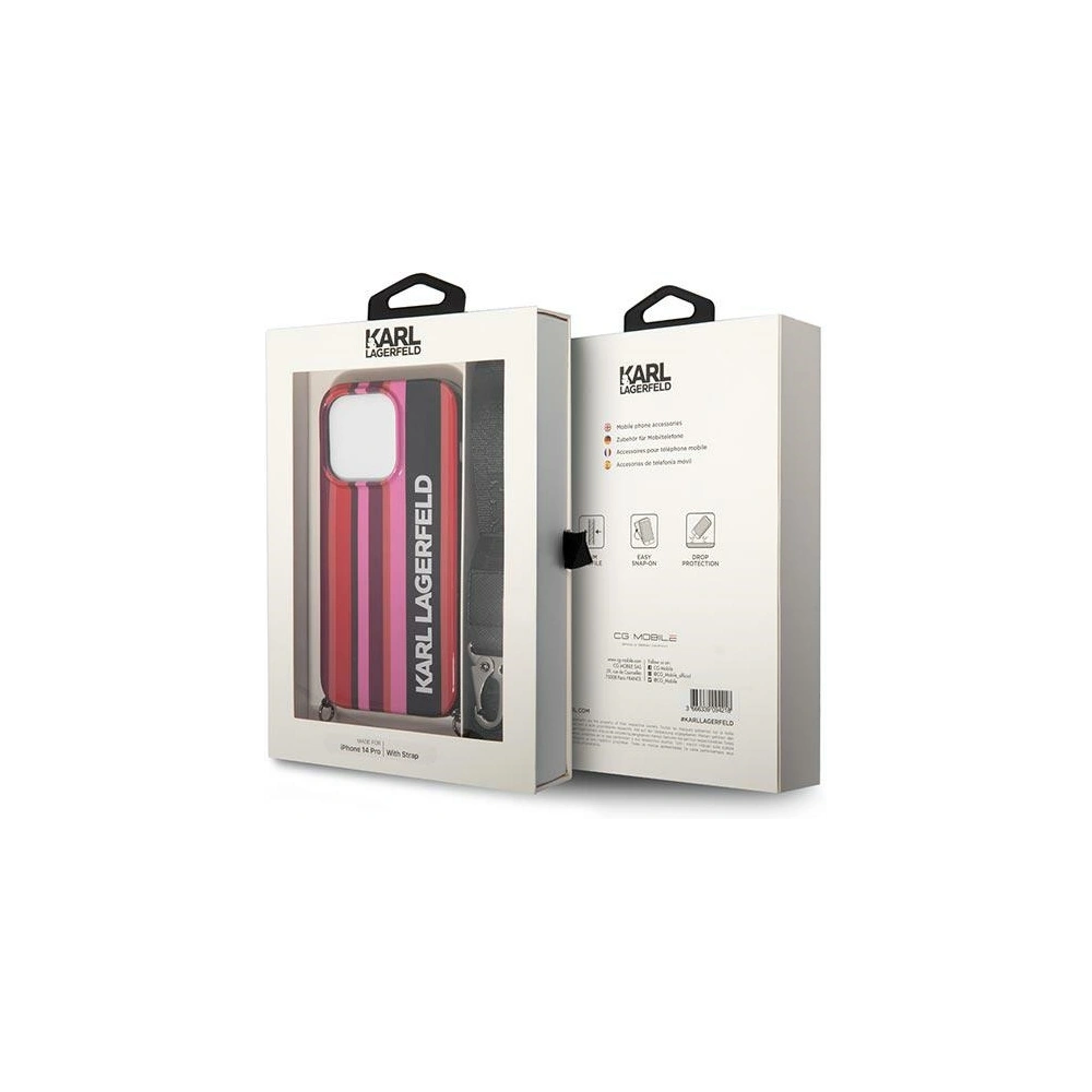 Etui Karl Lagerfeld KLHCP14LSTSTP Apple iPhone 14 Pro hardcase różowy/pink Color Stripes Strap