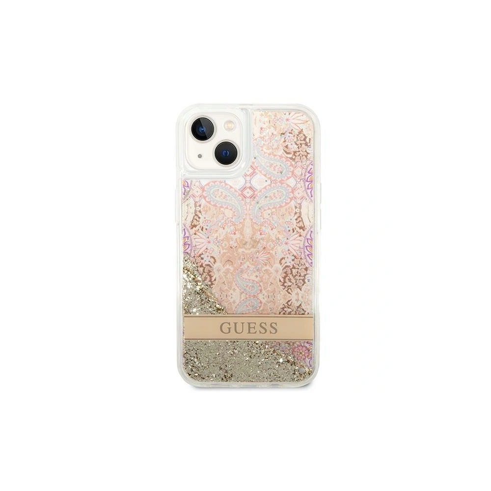 Etui Guess GUHCP14SLFLSD Apple iPhone 14 złoty/gold hardcase Paisley Liquid Glitter