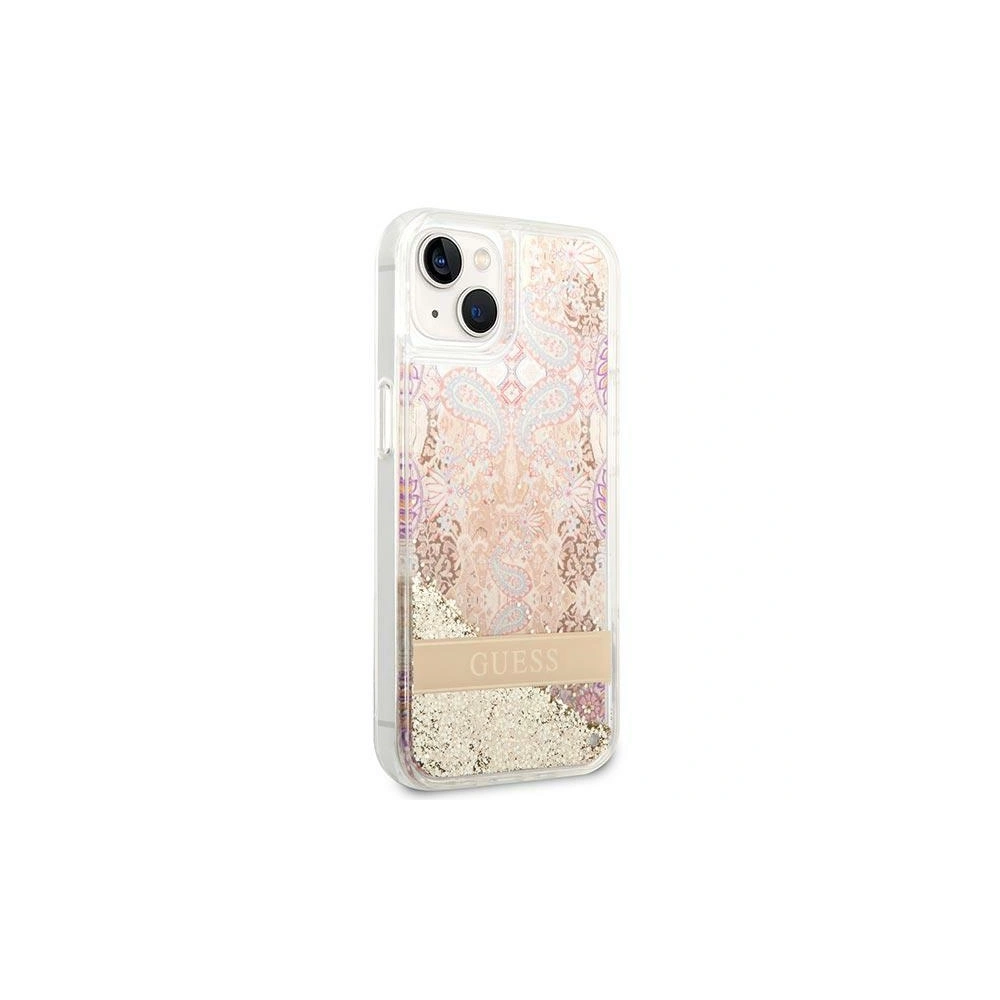 Etui Guess GUHCP14SLFLSD Apple iPhone 14 złoty/gold hardcase Paisley Liquid Glitter